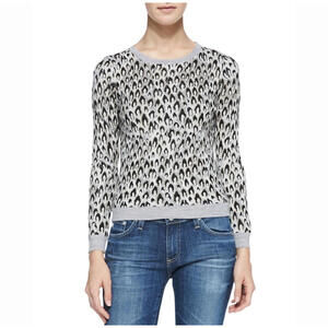 NWOT Diane von Furstenberg Leopard-Dance Jacquard Sweater Size Petite